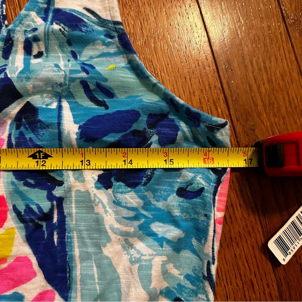 LILLY PULITZER Tideline Mini Dress Sz S Sparking Blue Vacation Drop Waist Tropic - Picture 8 of 10